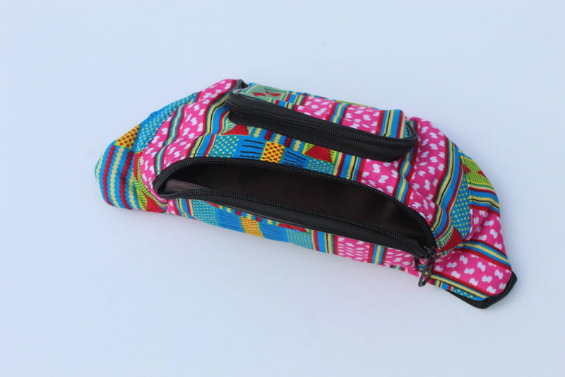 Blueish unisex African print fanny pack