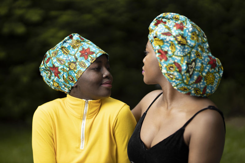African print Blueish/green hair bonnet